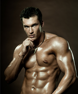 Buff white male stripper pose