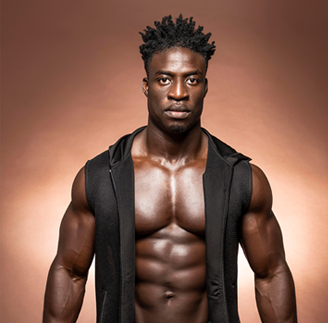 Black male stripper with vest on